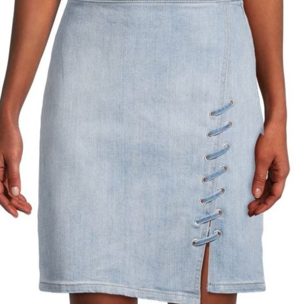 DKNY Lace Up Denim Skirt NWT Size 25/0